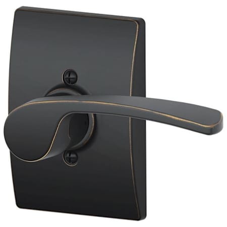 Schlage Merano Right Handed Non-Turning One-Sided Dummy Door Lever with Decorative Century Trim Aged Bronze