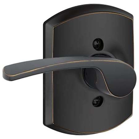 Schlage Merano Left Handed Non-Turning One-Sided Dummy Door Lever with Decorative Greenwich Trim Aged Bronze