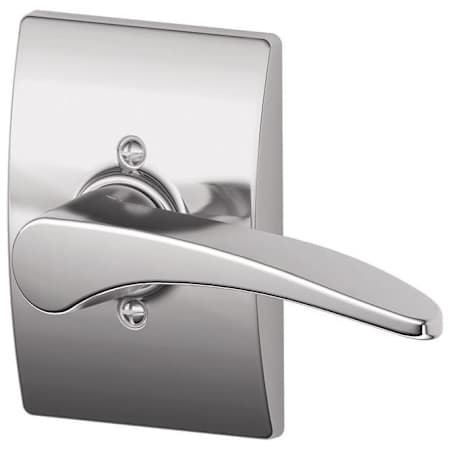 Schlage Manhattan Right Handed Non-Turning One-Sided Dummy Door Lever with Decorative Century Trim Bright Chrome