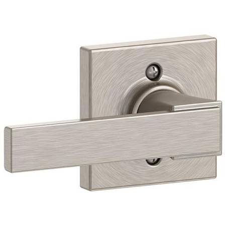 Schlage Northbrook Non-Turning One-Sided Dummy Door Lever with Decorative Collins Trim Satin Nickel
