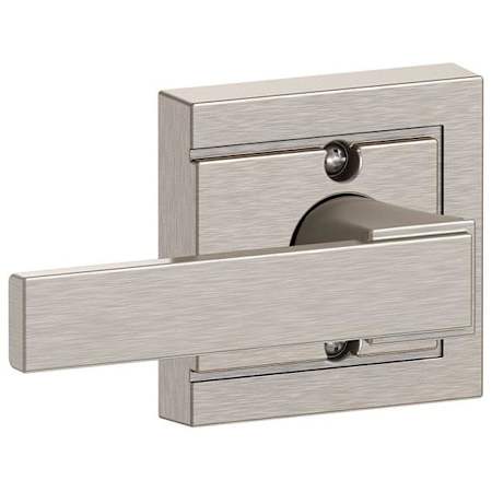 Schlage Northbrook Non-Turning One-Sided Dummy Door Lever with Decorative Upland Trim Satin Nickel