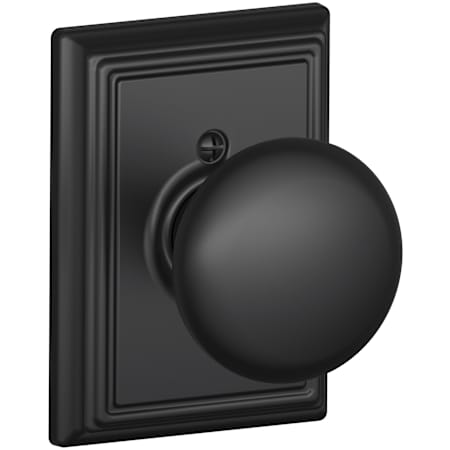 Schlage Plymouth Non-Turning One-Sided Dummy Door Knob with Decorative Addison Rosette Matte Black