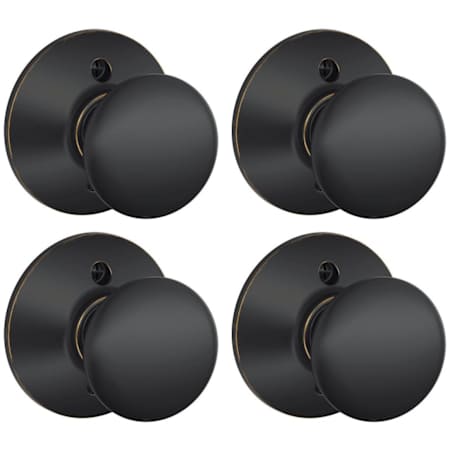 Schlage Plymouth Non-Turning One-Sided Dummy Door Knob - Pack of 4 Aged Bronze