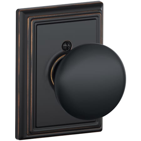 Schlage Plymouth Non-Turning One-Sided Dummy Door Knob with Decorative Addison Rosette Aged Bronze