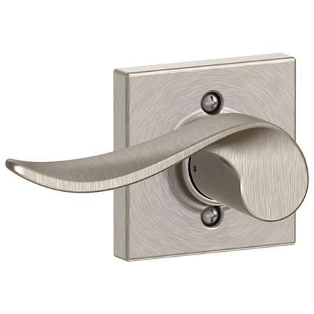 Schlage Sacramento Left Handed Non-Turning One-Sided Dummy Door Lever with Decorative Collins Trim Satin Nickel