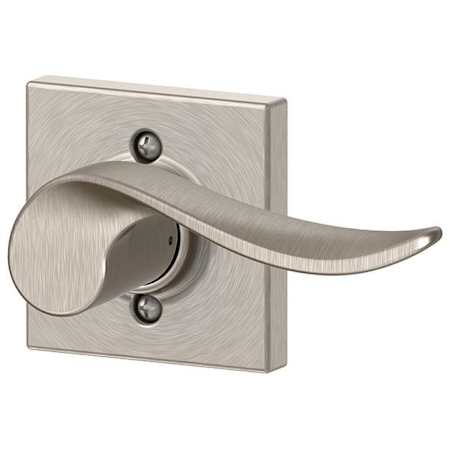 Schlage Sacramento Right Handed Non-Turning One-Sided Dummy Door Lever with Decorative Collins Trim Satin Nickel