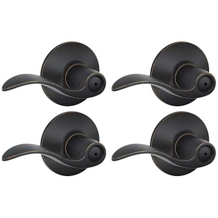 Schlage Accent Privacy Door Lever Set with Plymouth Rose - Pack of 4 Aged Bronze