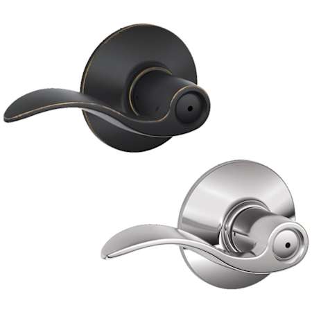Schlage Accent Right Handed Privacy Door Lever Set - Split Finish Only Aged Bronze x Polished Chrome