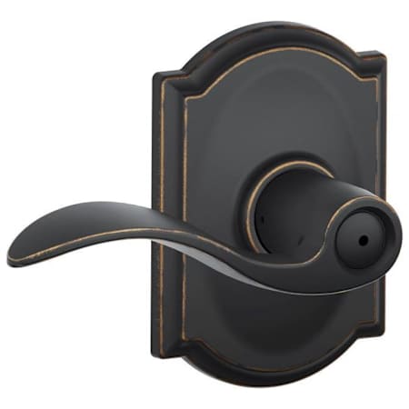 Schlage Accent Privacy Door Lever Set with Decorative Camelot Trim Aged Bronze