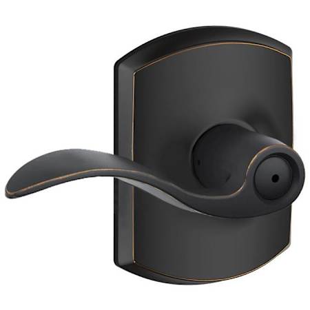 Schlage Accent Privacy Door Lever Set with Decorative Greenwich Trim Aged Bronze