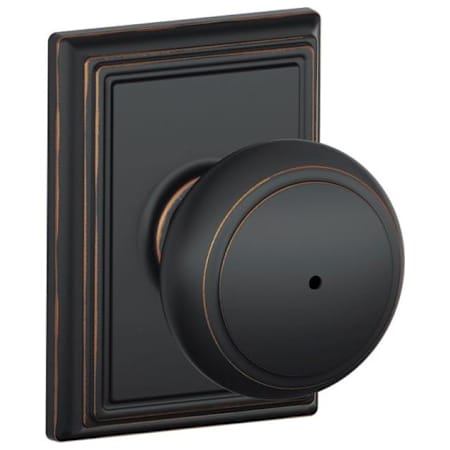 Schlage Andover Privacy Door Knob Set with Decorative Addison Trim Aged Bronze