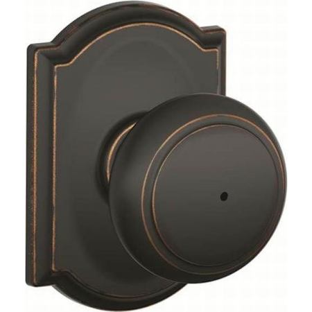 Schlage Andover Privacy Door Knob Set with Decorative Camelot Trim Aged Bronze