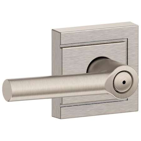 Schlage Broadway Privacy Door Lever Set with Decorative Upland Trim Satin Nickel