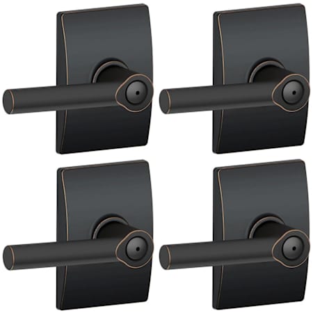 Schlage Broadway Privacy Door Lever Set with Decorative Century Trim - Pack of 4 Aged Bronze