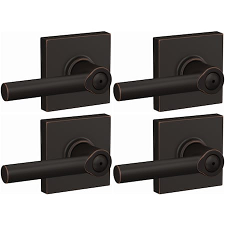 Schlage Broadway Privacy Door Lever Set with Collins Trim - Pack of 4 Aged Bronze