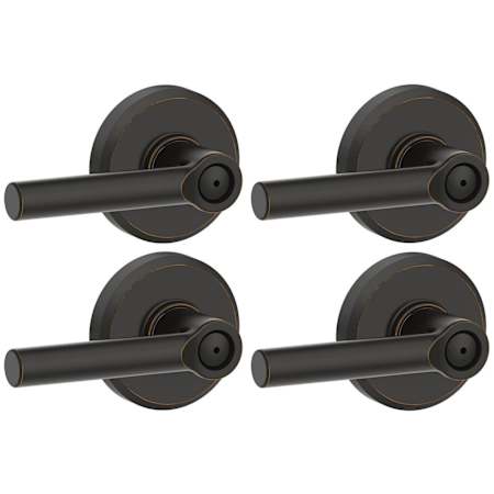 Schlage Broadway Privacy Door Lever Set with Decorative Greyson Trim - Pack of 4 Aged Bronze