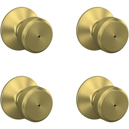 Schlage Bowery Privacy Door Knob Set - Pack of 4 Satin Brass
