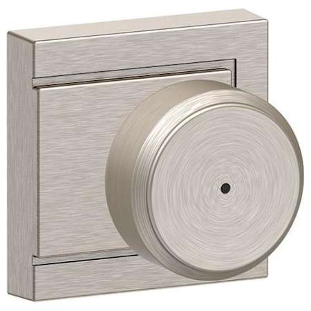 Schlage Bowery Privacy Door Knob Set with Decorative Upland Trim Satin Nickel