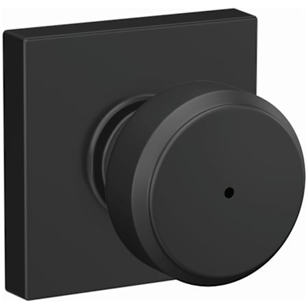 Schlage Bowery Privacy Door Knob Set with Collins Trim Matte Black