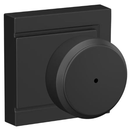 Schlage Bowery Privacy Door Knob Set with Decorative Upland Trim Matte Black