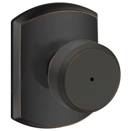 Schlage Bowery Privacy Door Knob Set with Decorative Greenwich Trim Aged Bronze