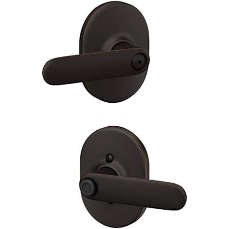 Schlage Davlin Privacy Door Lever Set with Decorative Remsen Trim Aged Bronze