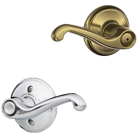 Schlage Flair Left Handed Privacy Door Lever Set - Split Finish Only Antique Brass x Polished Chrome