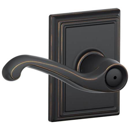 Schlage Flair Privacy Door Lever Set with Decorative Addison Trim Aged Bronze
