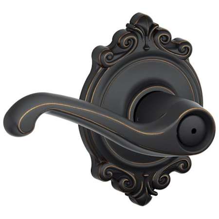 Schlage Flair Privacy Door Lever Set with Decorative Brookshire Trim Aged Bronze