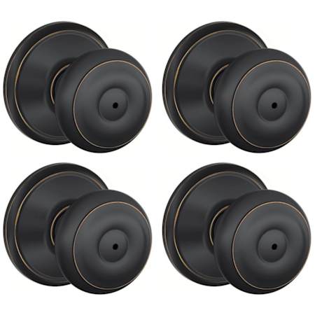 Schlage Georgian Privacy Door Knob Set - Pack of 4 Aged Bronze