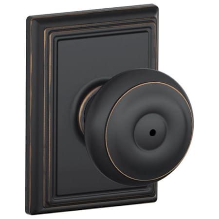 Schlage Georgian Privacy Door Knob Set with Decorative Addison Trim Aged Bronze