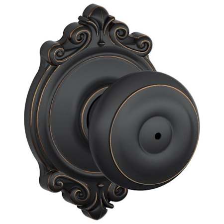 Schlage Georgian Privacy Door Knob Set with Decorative Brookshire Trim Aged Bronze
