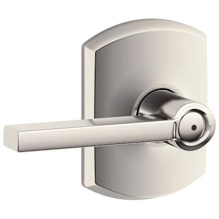 Schlage Latitude Privacy Door Lever Set with Decorative Greenwich Trim Polished Nickel