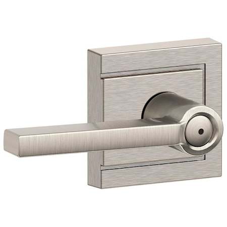 Schlage Latitude Privacy Door Lever Set with Decorative Upland Trim Satin Nickel