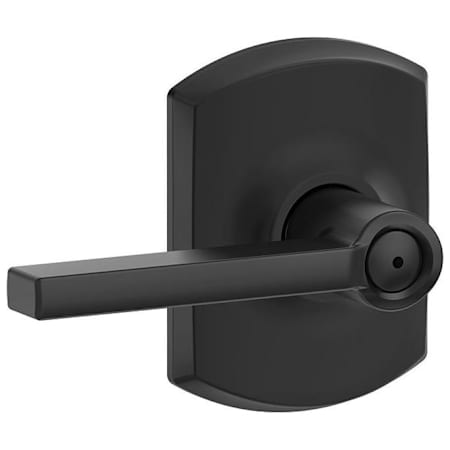 Schlage Latitude Privacy Door Lever Set with Decorative Greenwich Trim Matte Black