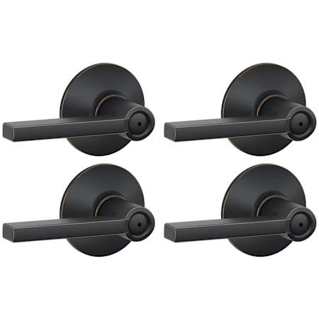 Schlage Latitude Privacy Door Lever Set with Plymouth Rose - Pack of 4 Aged Bronze