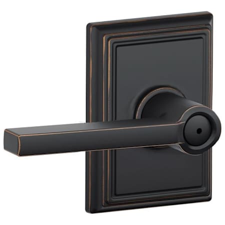 Schlage Latitude Privacy Door Lever Set with Decorative Addison Trim Aged Bronze