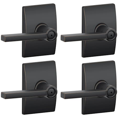 Schlage Latitude Privacy Door Lever Set with Century Rose - Pack of 4 Aged Bronze