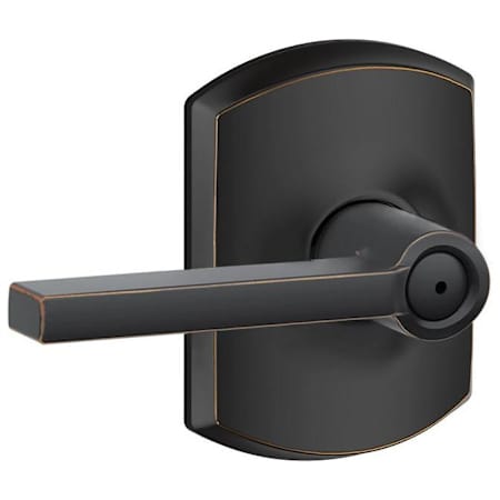 Schlage Latitude Privacy Door Lever Set with Decorative Greenwich Trim Aged Bronze