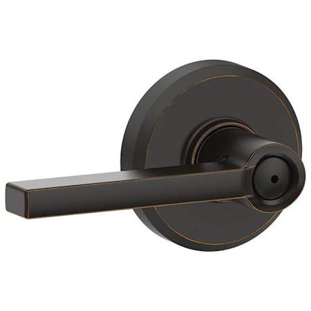 Schlage Latitude Privacy Door Lever Set with Decorative Greyson Trim Aged Bronze