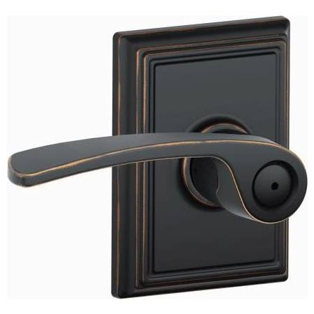 Schlage Merano Privacy Door Lever Set with Addison Trim Aged Bronze
