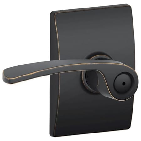 Schlage Merano Privacy Door Lever Set with Decorative Century Trim Aged Bronze