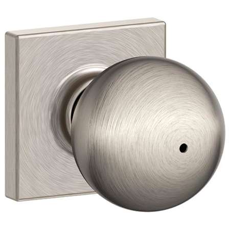 Schlage Orbit Privacy Door Knob Set with Decorative Collins Trim Satin Nickel