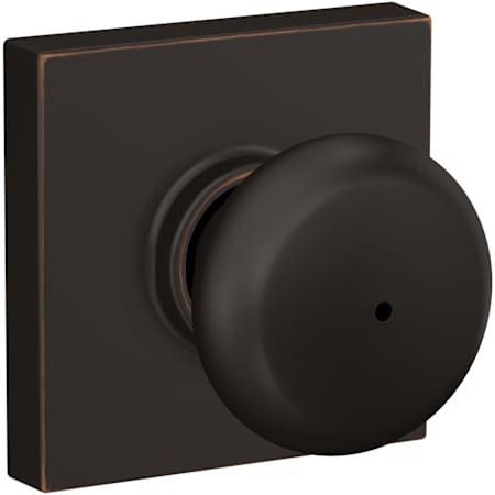 Schlage Plymouth Privacy Door Knob Set with Collins Trim Aged Bronze