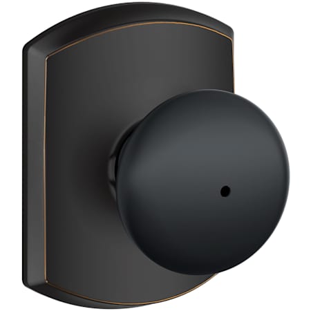 Schlage Plymouth Privacy Door Knob Set with Greenwich Trim Aged Bronze