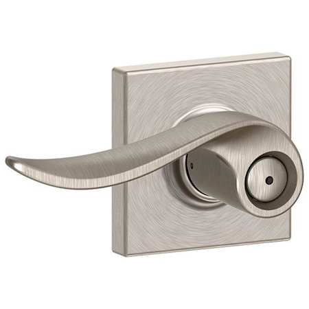 Schlage Sacramento Privacy Door Lever Set with Decorative Collins Trim Satin Nickel