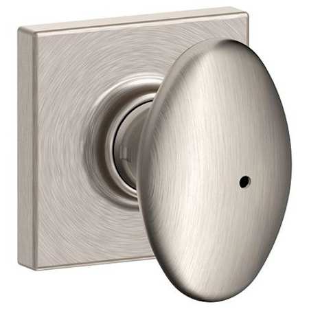 Schlage Siena Privacy Door Knob Set with Decorative Collins Trim Satin Nickel