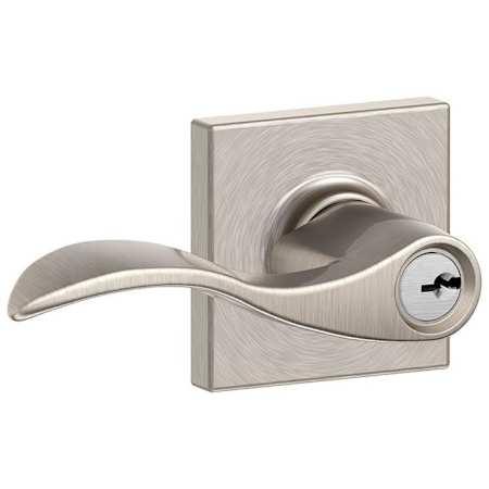 Schlage Accent Single Cylinder Keyed Entry Door Lever Set with Decorative Collins Trim Satin Nickel