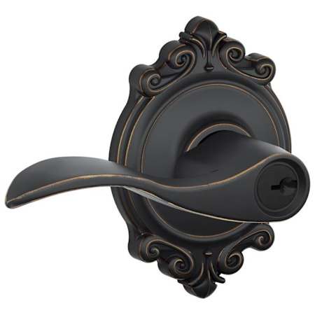 Schlage Accent Single Cylinder Keyed Entry Door Lever Set with Decorative Brookshire Trim Aged Bronze