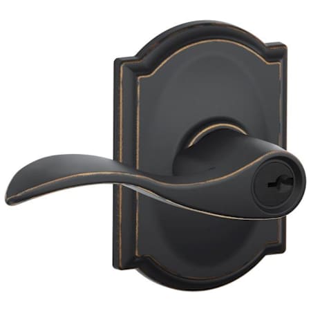 Schlage Accent Single Cylinder Keyed Entry Door Lever Set with Decorative Camelot Trim Aged Bronze